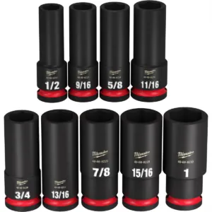Milwaukee Tool 9PC SHOCKWAVE Impact Duty 1/2" Drive SAE Deep 6 Point Socket Set