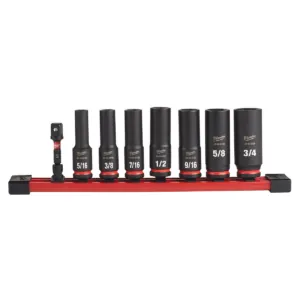 Milwaukee Tool 8PC SHOCKWAVE Impact Duty 3/8" Drive SAE Deep 6 Point Socket Set