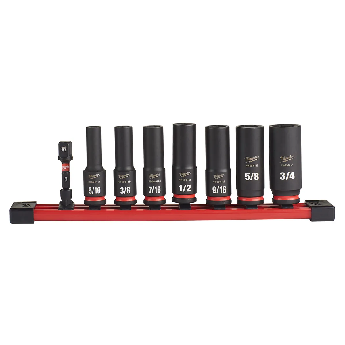 Milwaukee Tool 8PC SHOCKWAVE Impact Duty 3/8" Drive SAE Deep 6 Point Socket Set