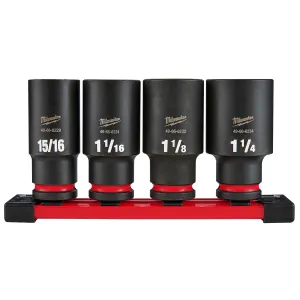 Milwaukee Tool 4Piece SHOCKWAVE Impact Duty 1/2 Inch Drive SAE Deep 6 Point Socket Set
