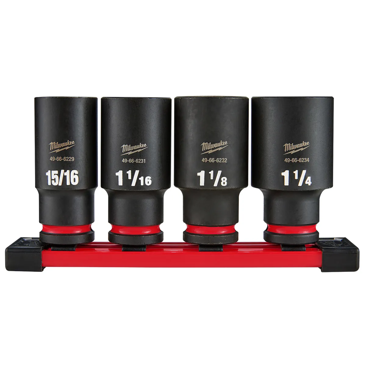 Milwaukee Tool 4Piece SHOCKWAVE Impact Duty 1/2 Inch Drive SAE Deep 6 Point Socket Set