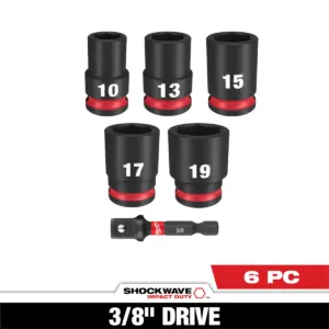 Milwaukee Tool 6PC SHOCKWAVE Impact Duty 3/8" Drive Metric Standard Socket Set