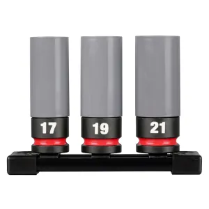 Milwaukee Tool SHOCKWAVE Impact Duty 1/2 Drive Metric 3PC Lug Nut Wheel Socket Set