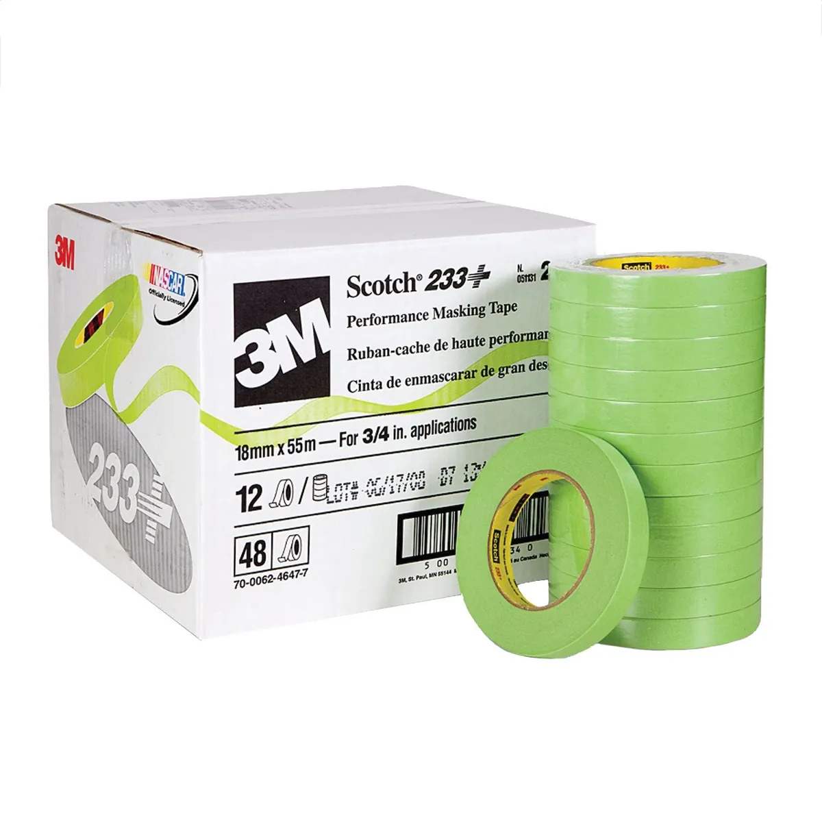 SCOTCH PREMIUM GREEN 3/4 IN TAPE 233+ 48/CS