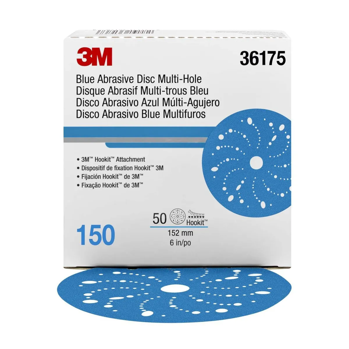 Hookit Blue Abrasive Disc Multi-hole 6 150G