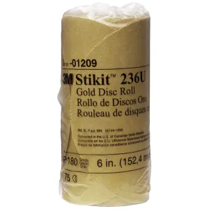 3M DISC ROLLS-GOLD STIKIT 6" P180 75/ROLL 12/CS