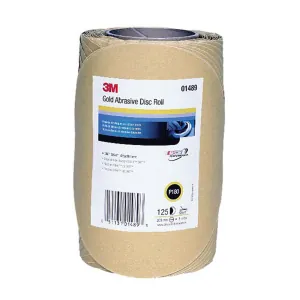 3M 01489 236U Series Abrasive Disc Roll, 8 in Dia, P180 Grit, PSA, Gold