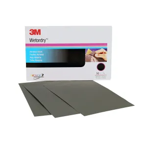 3M Imperial Wetordry 02625 434Q Series Abrasive Sheet, 5-1/2 in W x 9 in L, 2500 Grit, Fine Grade, Black