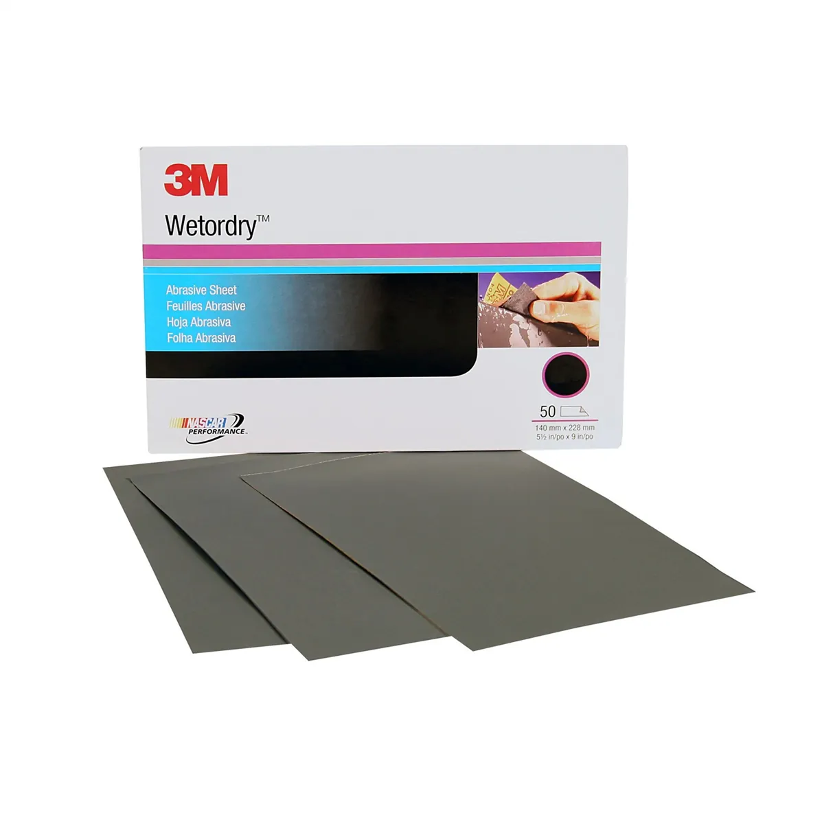 3M Imperial Wetordry 02625 434Q Series Abrasive Sheet, 5-1/2 in W x 9 in L, 2500 Grit, Fine Grade, Black