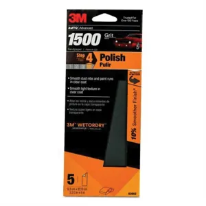 3M Wetordry 03002 Sandpaper, 3-2/3 in W x 9 in L, 1500 Grit, Silicon Carbide Abrasive, Gray, Wet/Dry
