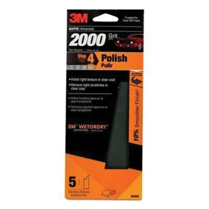 3M Wetordry 03003 Sandpaper, 3-2/3 in W x 9 in L, 2000 Grit, Silicon Carbide Abrasive, Gray, Wet/Dry