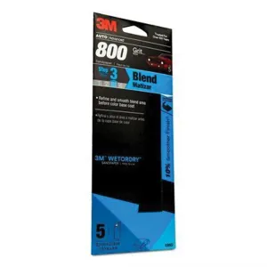 3M Wetordry 03022 Sandpaper, 3-2/3 in W x 9 in L, 800 Grit, Silicon Carbide Abrasive, Black, Wet/Dry