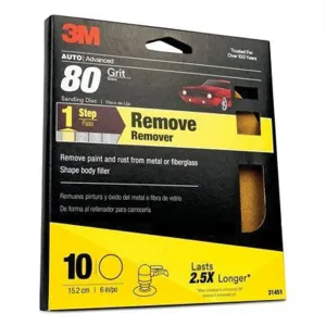 3M 31451 Abrasive Disc, 6 in Dia, 80 Grit, PSA