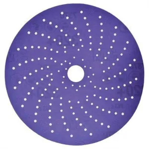 3M Cubitron II 31483 737U Series Multi-Hole Clean Sanding Abrasive Disc, 6 in Dia, 320+ Grit, Hook and Loop, Purple