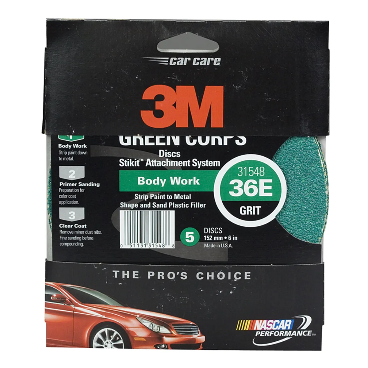 3M PRODUCTION DISCS-GREEN CORPS 6" 36E 5/PK 10PKS/CS