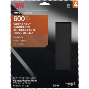 3M PAPER SHEETS-WETORDRY 9"X 11" P600 5/PK 10PK/CS
