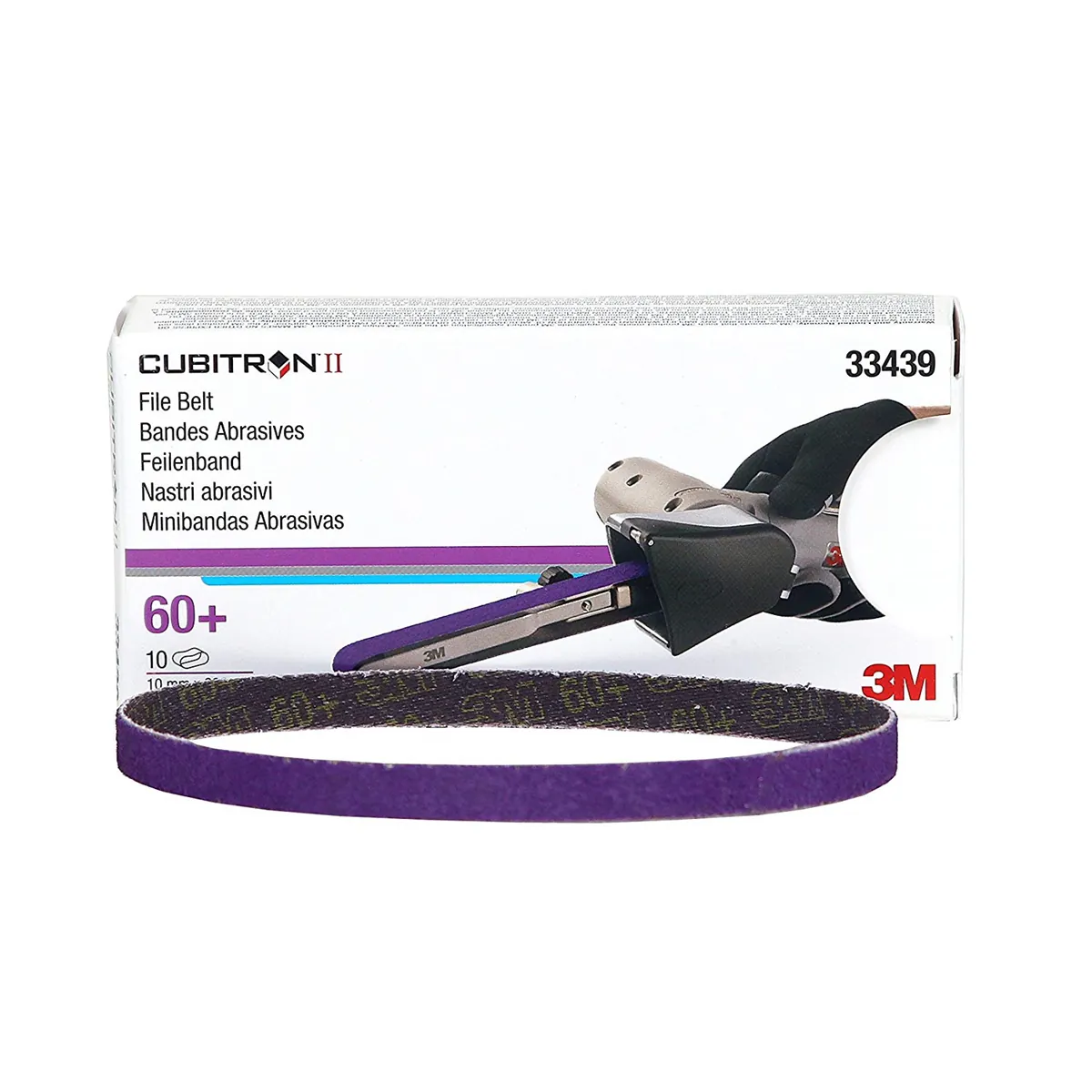 3M Cubitron II File Belt 60+ 10mmx330mm (3/8"x13") 10 belts/cart 5 cart/case