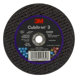 3M Cubitron 3 Cut-Off Wheel 33459 100 mm x 1 mm x 9.53 mm 5 Wheels/PK 6 PK/CS