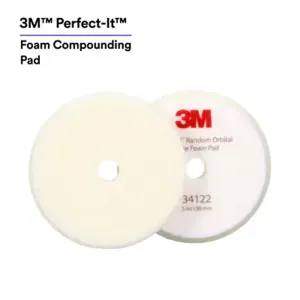 3M Perfect-It&trade; Random Orbital Foam Compounding Pad 34122, 5 Inch (130 mm), White, 2 Pads/Bag