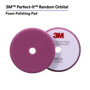 3M Perfect-It&trade; Random Orbital Foam Polishing Pad 34123, 5 Inch (130 mm), Purple, 2 Pads/Bag
