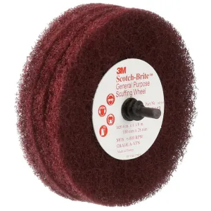 3M Scotch-Brite 67430 CF-D4 Series General Purpose Scuffing Wheel, 4 in, Very Fine Grade, Aluminum Oxide