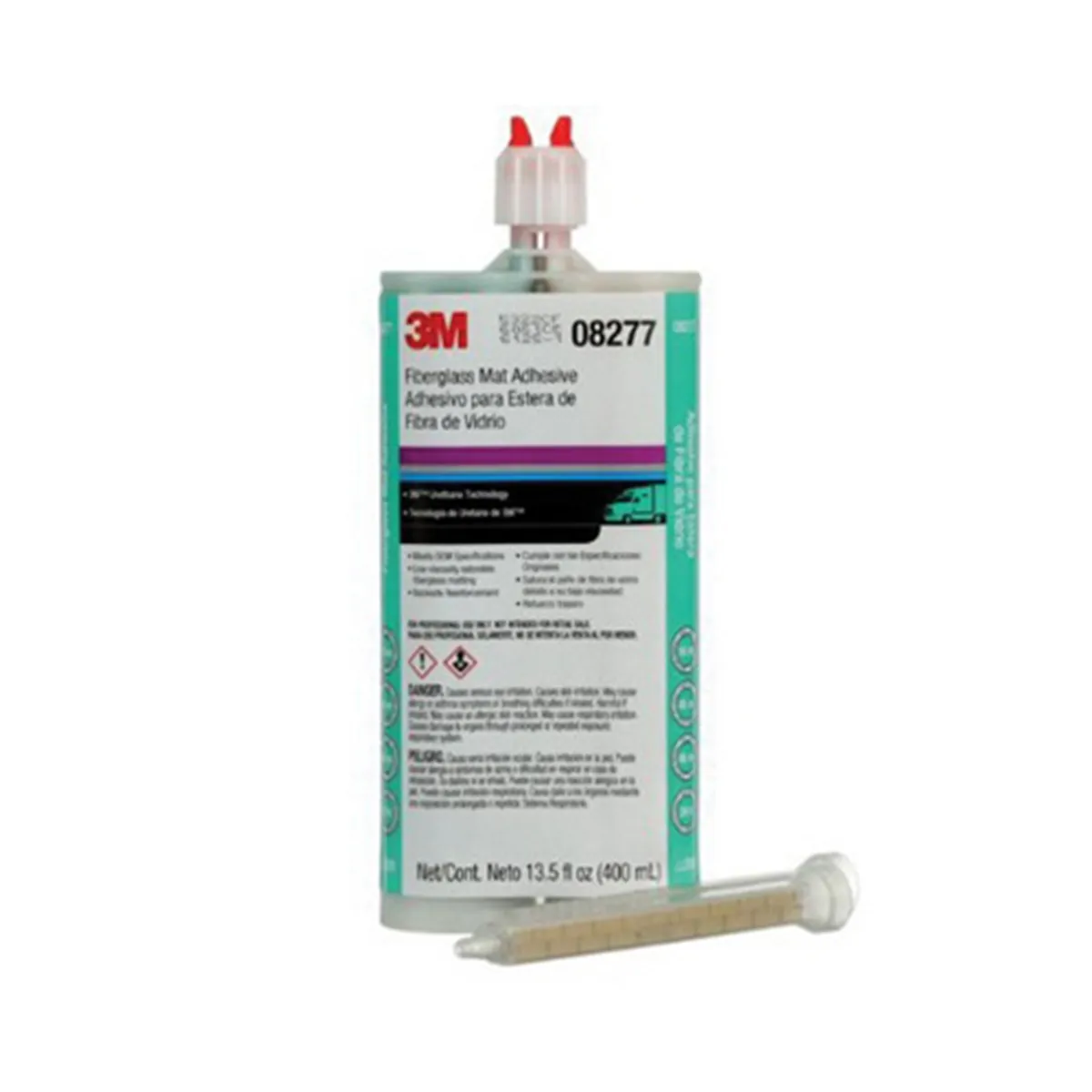 3M 08277 Fiberglass Matting Adhesive, 400 mL Cartridge, Liquid/Viscous, White/Dark Green, 24 hr Curing