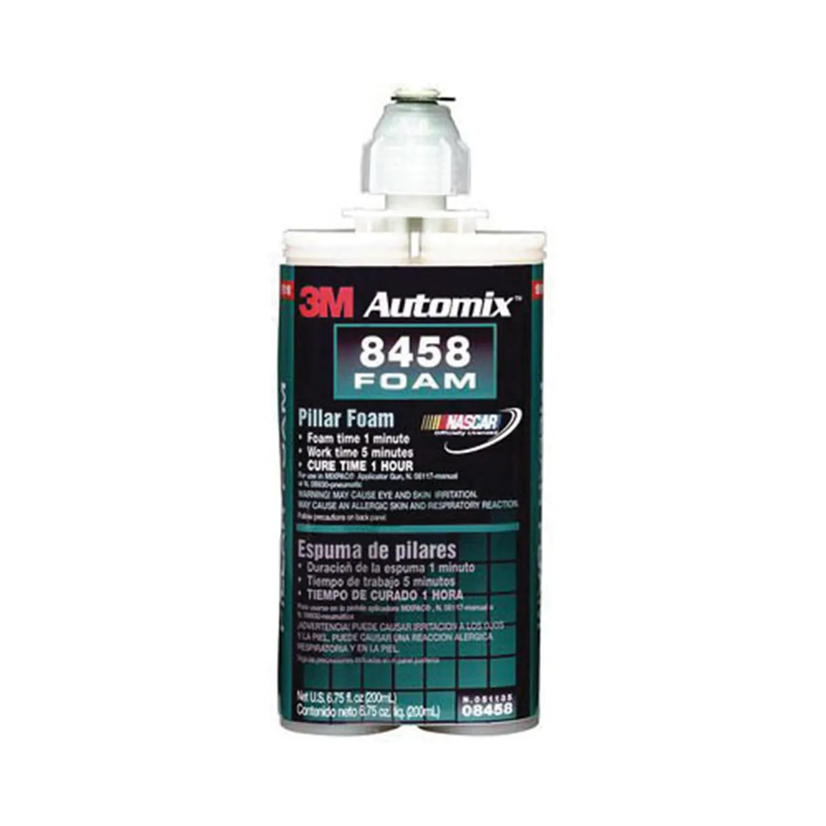 3M Automix 08458 Rigid Pillar Foam, 200 mL Cartridge, Liquid, Yellow, 1.24, 1 hr Curing