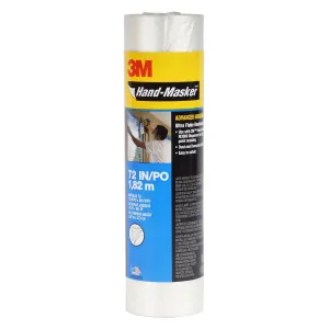 3M Hand-Masker 90039 Advanced Masking Film, 72 in W x 90 ft L, 0.35 mil THK, Transparent