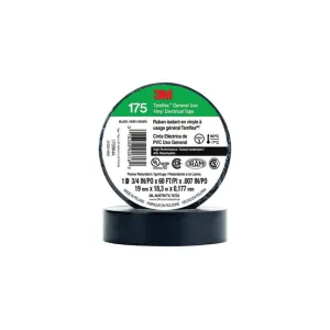 3M Temflex 92618 175 Electrical Tape, 60 ft L x 3/4 in W, 7 mil THK, Black