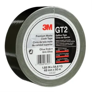 3M 98514 GT2 Series Single Sided Premium Matte Cloth Tape, 50 m x 48 mm, Black