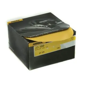 Mirka Abrasives Bulldog Gold 23388080 23 Series Semi-Open Coated Autobox Sanding Disc, 5 in, P80 Grit, Aluminum Oxide
