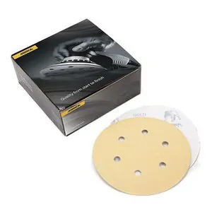 Mirka Abrasives Bulldog Gold 23612400 23 Series Semi-Open Coated Grip-On Sanding Disc, 5 in, P400 Grit, Aluminum Oxide