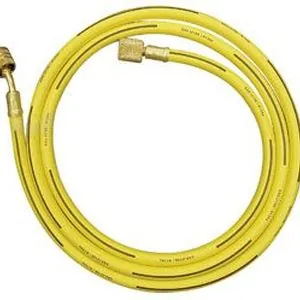 72" Yellow R134a Hose with Shut-Off Valve, 1/2" Acme-F