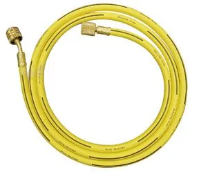 72" Yellow R134a Hose with Shut-Off Valve, 1/2" Acme-F