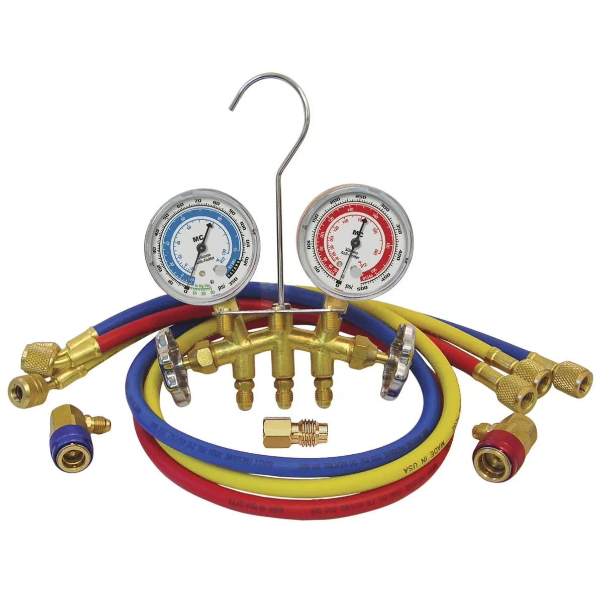 Mastercool GUAGE SET DUAL BRASS 72" HOSES