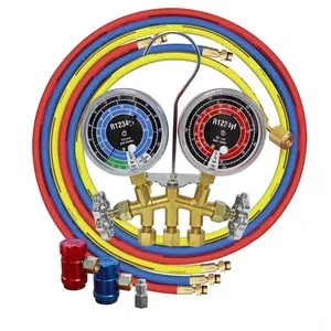 Mastercool R1234YF Brass Gauge set with 60" hoses and manual