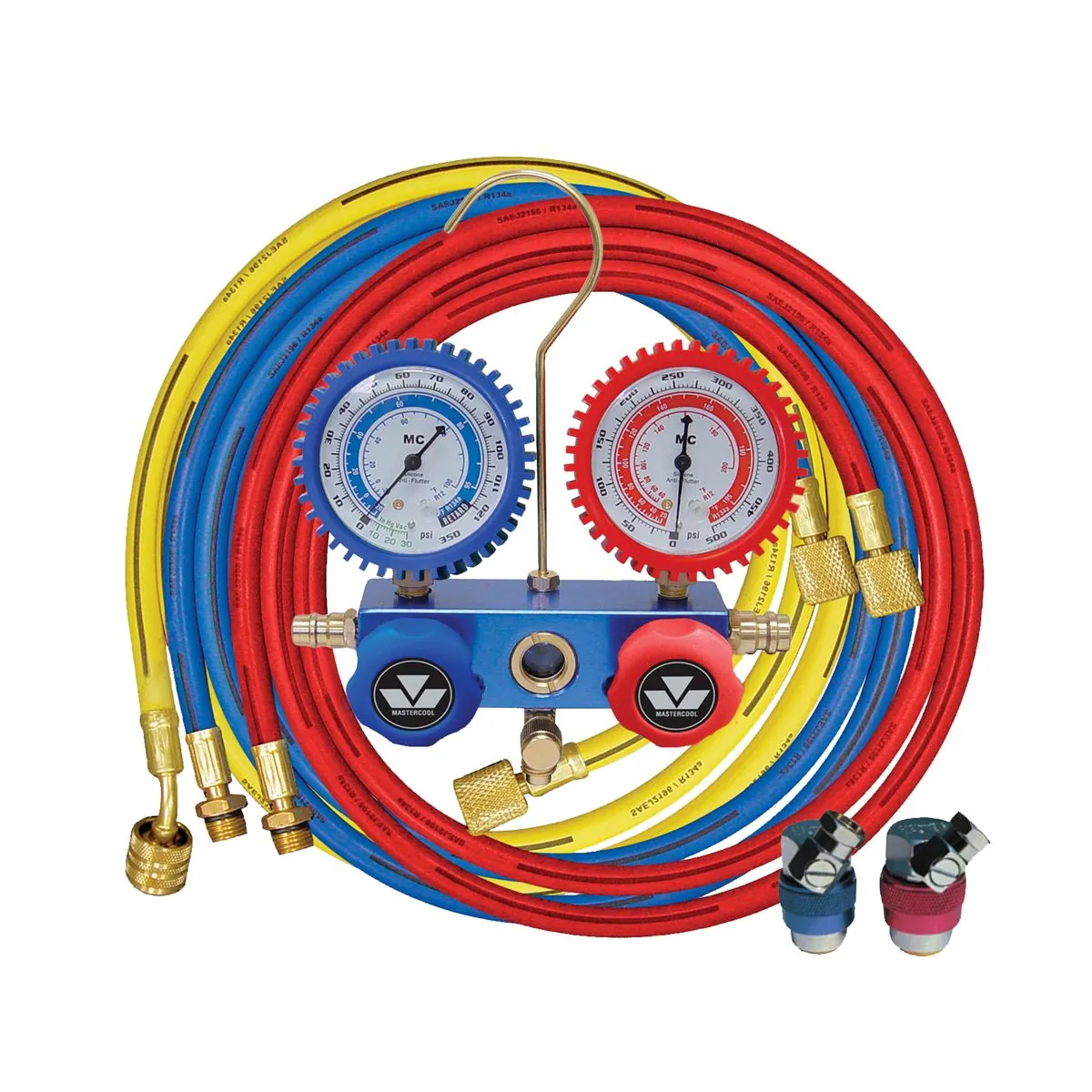 Mastercool GAUG SET A/C 134a ALUM 72" W/QUK COUPLERS