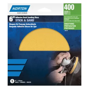 Norton 00346 A290 Series Stick and Sand Disc, 6 in, P320 Grit, Aluminum Oxide, PSA Attachment