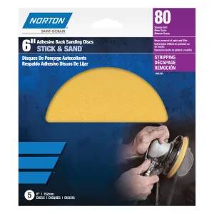 Norton 00352 H290 Series Stick and Sand Disc, 6 in, P40 Grit, Aluminum Oxide, PSA Attachment