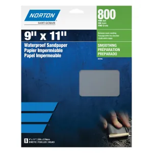 Norton Black Ice 00496 T214 Series Sanding Sheet, 9 in W x 11 in L, P600 Grit, Ultra Fine Grade