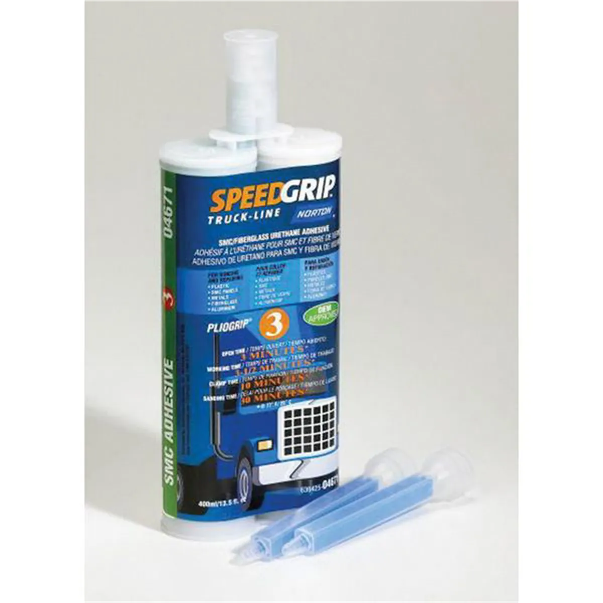 Norton Speed Grip 04671 2-Part Adhesive, 400 mL Cartridge, Brown, Liquid