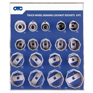 OTC 8-pt Wheel Bearing Locknut Sockets with Tool Board