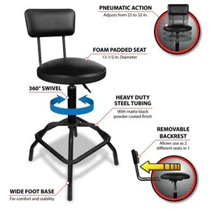 Pneumatic Stool with Removable