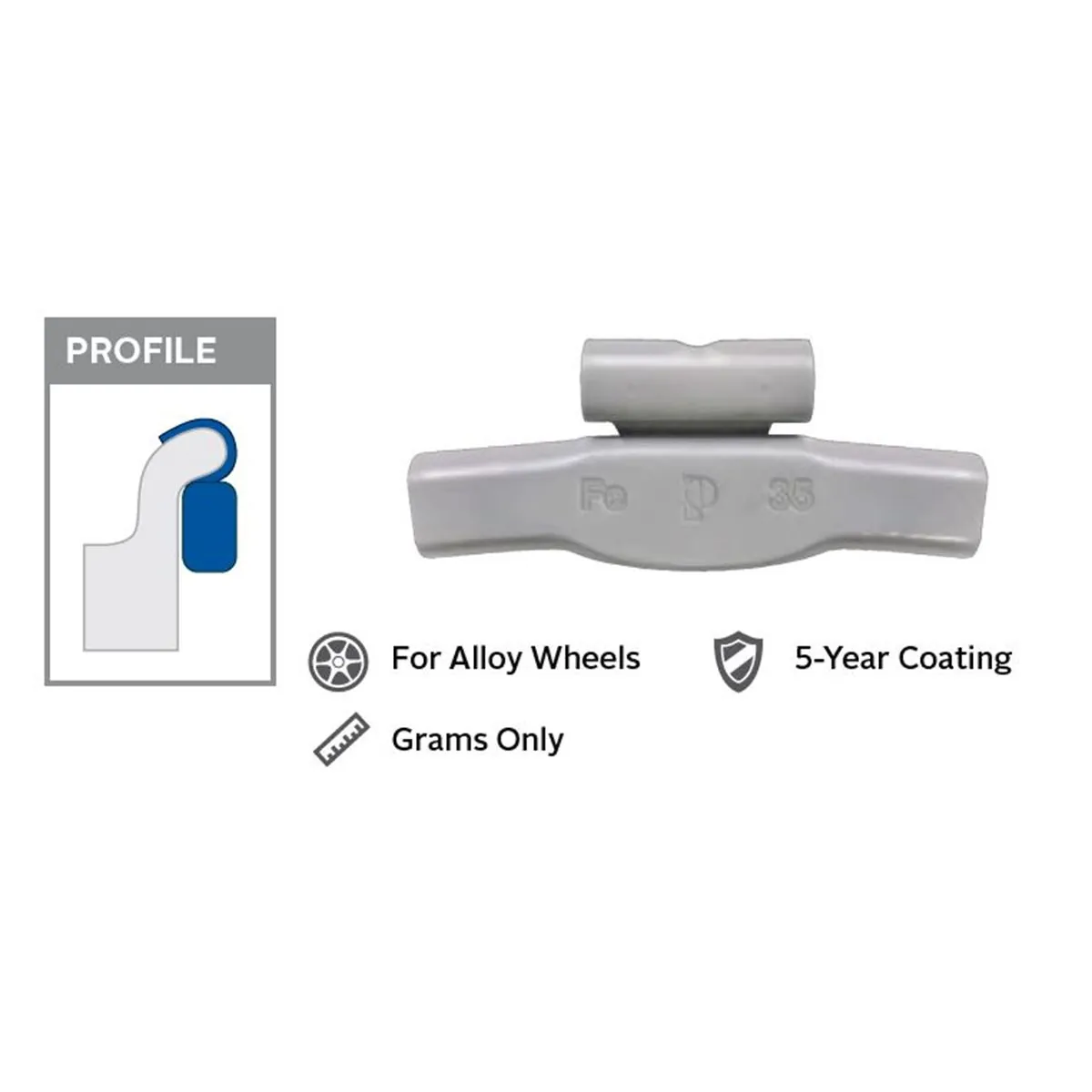 Wegmann Automotive 60 g Lead Coated Clip-on IAW Blue Series Wheel Weight (Box of 25)