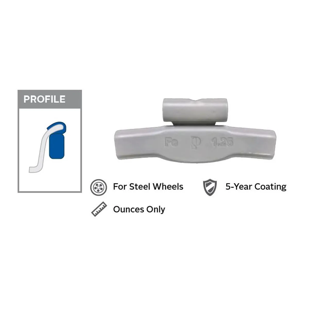 Wegmann Automotive 2 oz Steel Coated Clip-on PFE Black Series Wheel Weight (Box of 25)