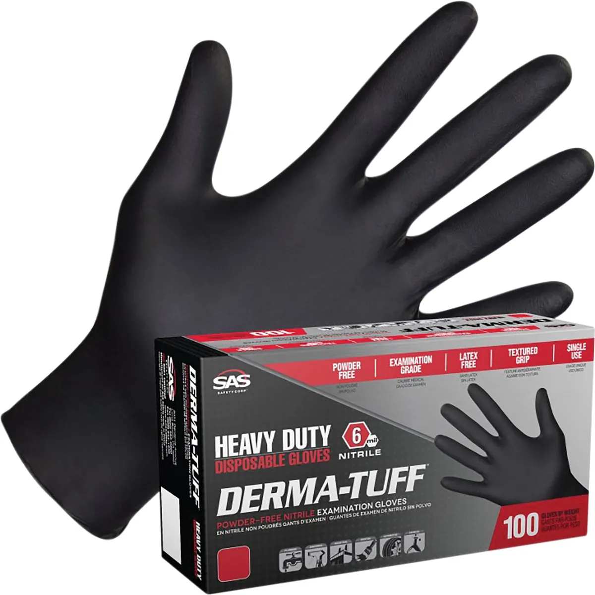 Derma-Tuff(R) Powder-Free Exam Grade Nitrile Disposable Gloves L - 6 Mil - 100PK