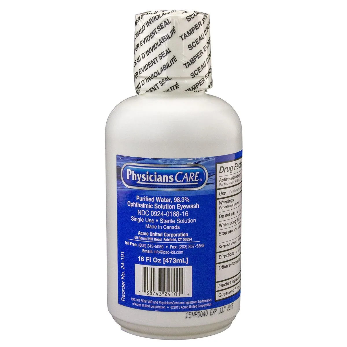 SAS Safety Eyewash Replacement Bottle (Only) for Personal Emergency Eyewash Station 5132
