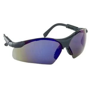 SAS Safety Sidewinders Safe Glasses w/ Black Frame and Blue Mirror Lens in Polybag