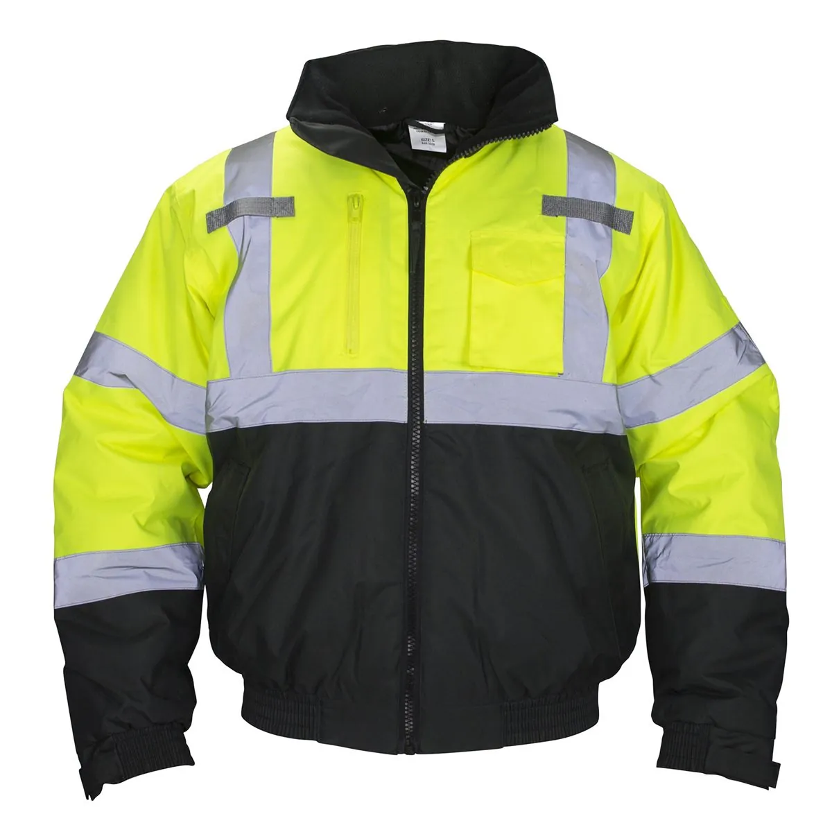 SAS Safety Class-3 Hooded Reflective Yellow Bomber Jacket, XL