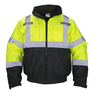 SAS Safety Class-3 Hooded Reflective Yellow Bomber Jacket, Size